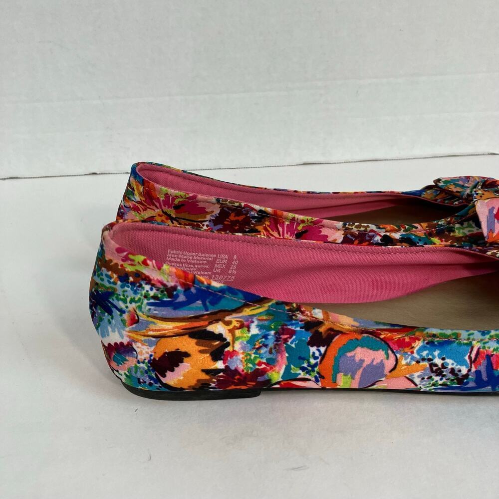 American Eagle Sz 8 Ainsley Boho Floral Ballet Flats w Bow Textile Upper Y2K 90s - Picture 9 of 16